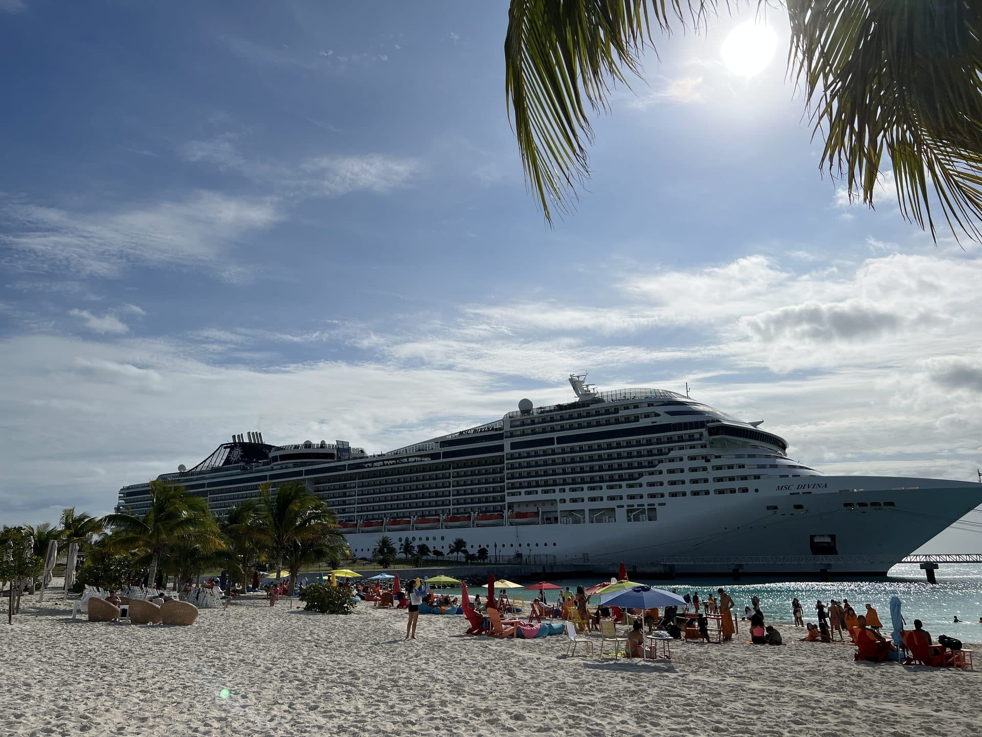 MSC Divina docked at Ocean Cay, Bahamas, Dec 24 2022