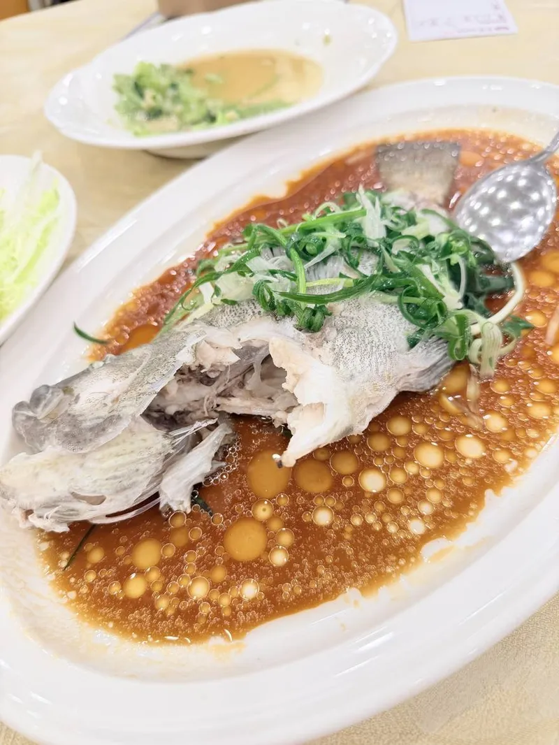 Steamed fish with black-bean sauce and spring onion