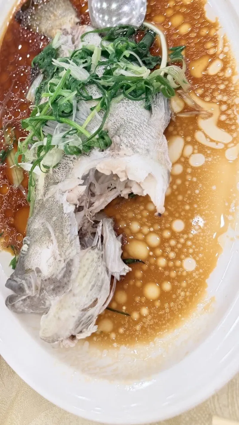 Steamed fish with scallion oil