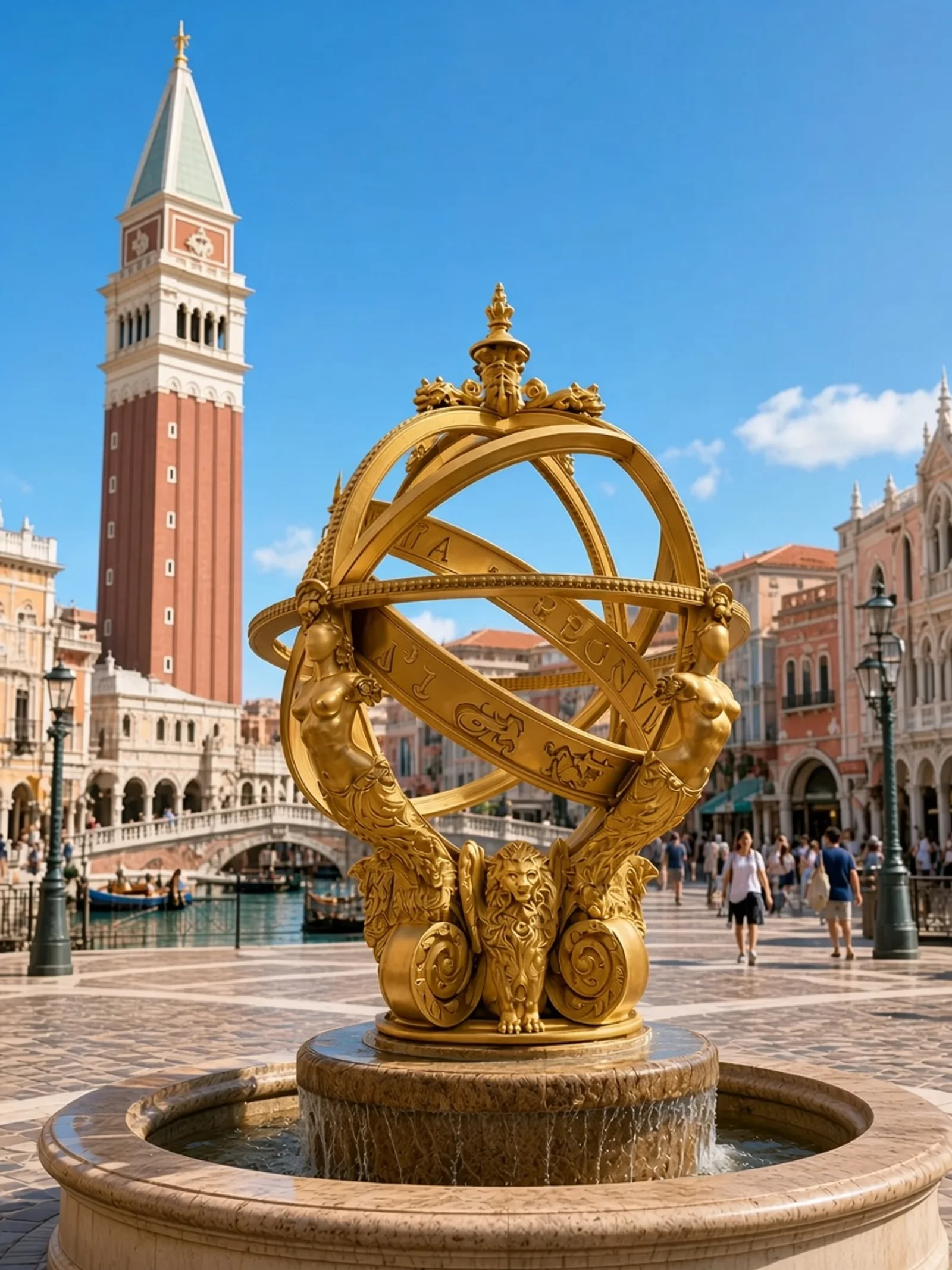 La esfera armilar dorada en el vestíbulo de The Venetian Macao