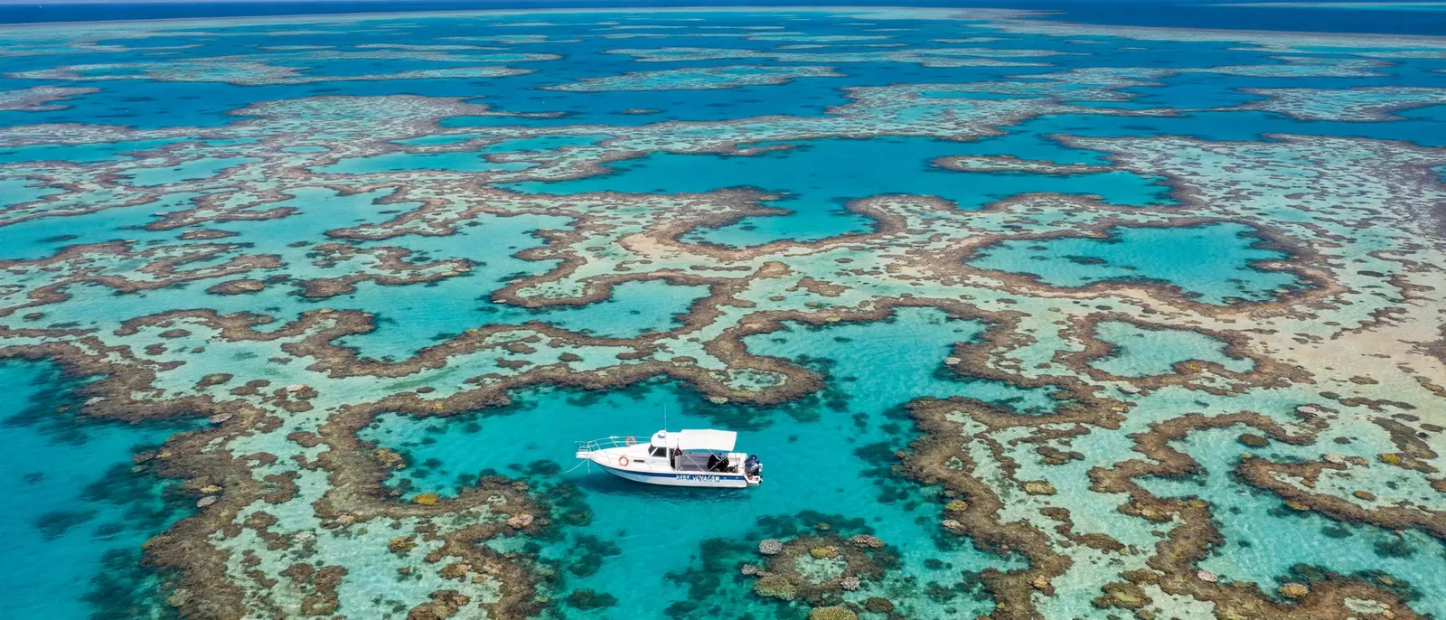 La Gran Barrera de Coral vista desde arriba, mar turquesa